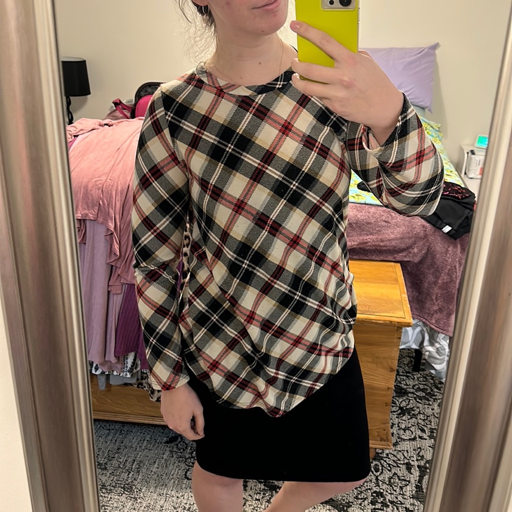 Plaid sweater tunic length